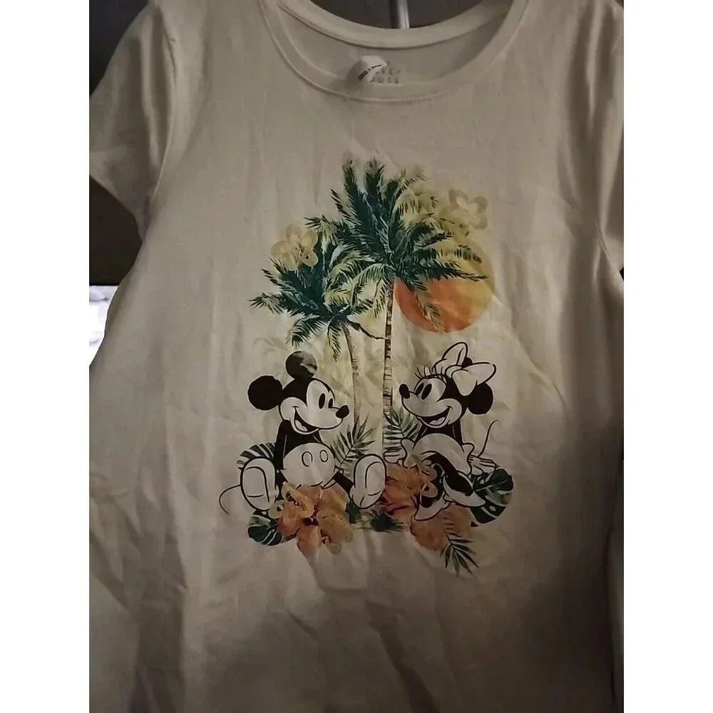 Disney Minnie Mickey Mouse Women's T-Shirt Summer Medium NWT A101 Tropical
